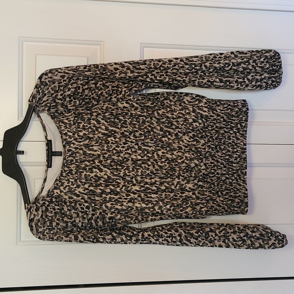 WHBM Camouflage Smocked Mesh Top - Size S